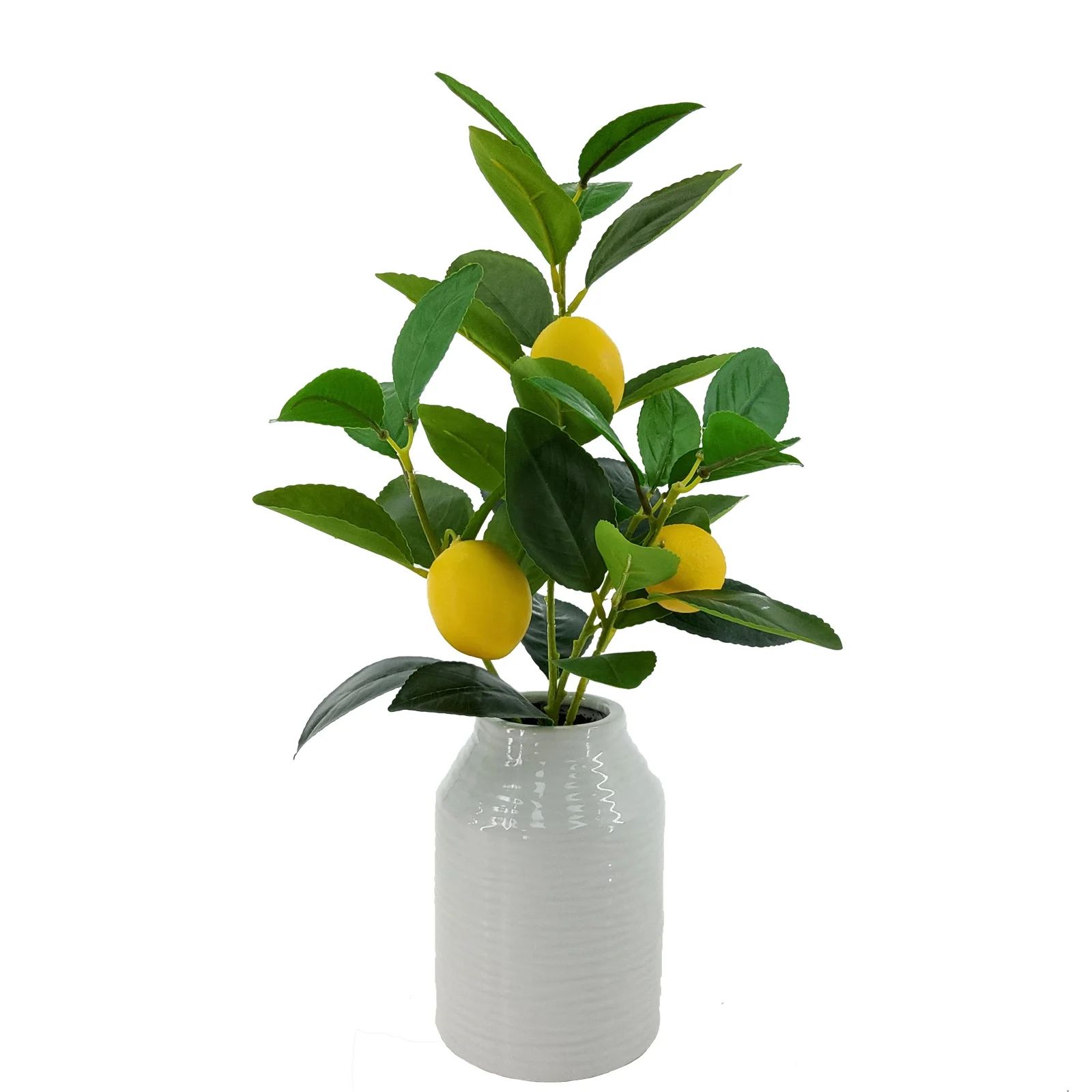 Mainstays 16in Indoor Artificial Lemon Plant in White Color Ceramic Pot, Product Weight 1.3lb | Walmart (US)