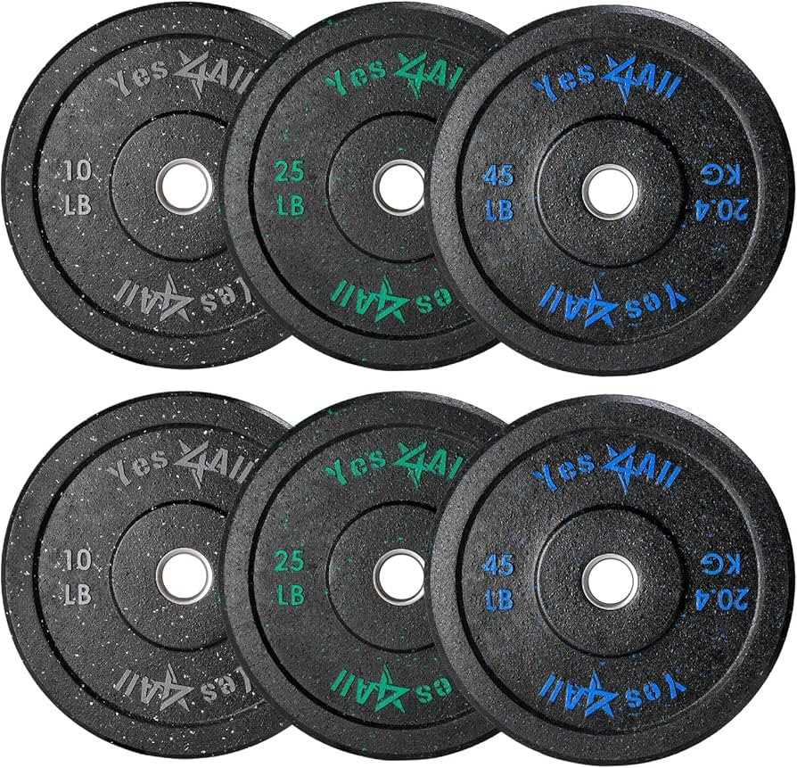 Yes4All 2" Bumper Plate, Olympic Rubber Weight Plate with Steel Hub for WeightLifting, Strength T... | Amazon (US)