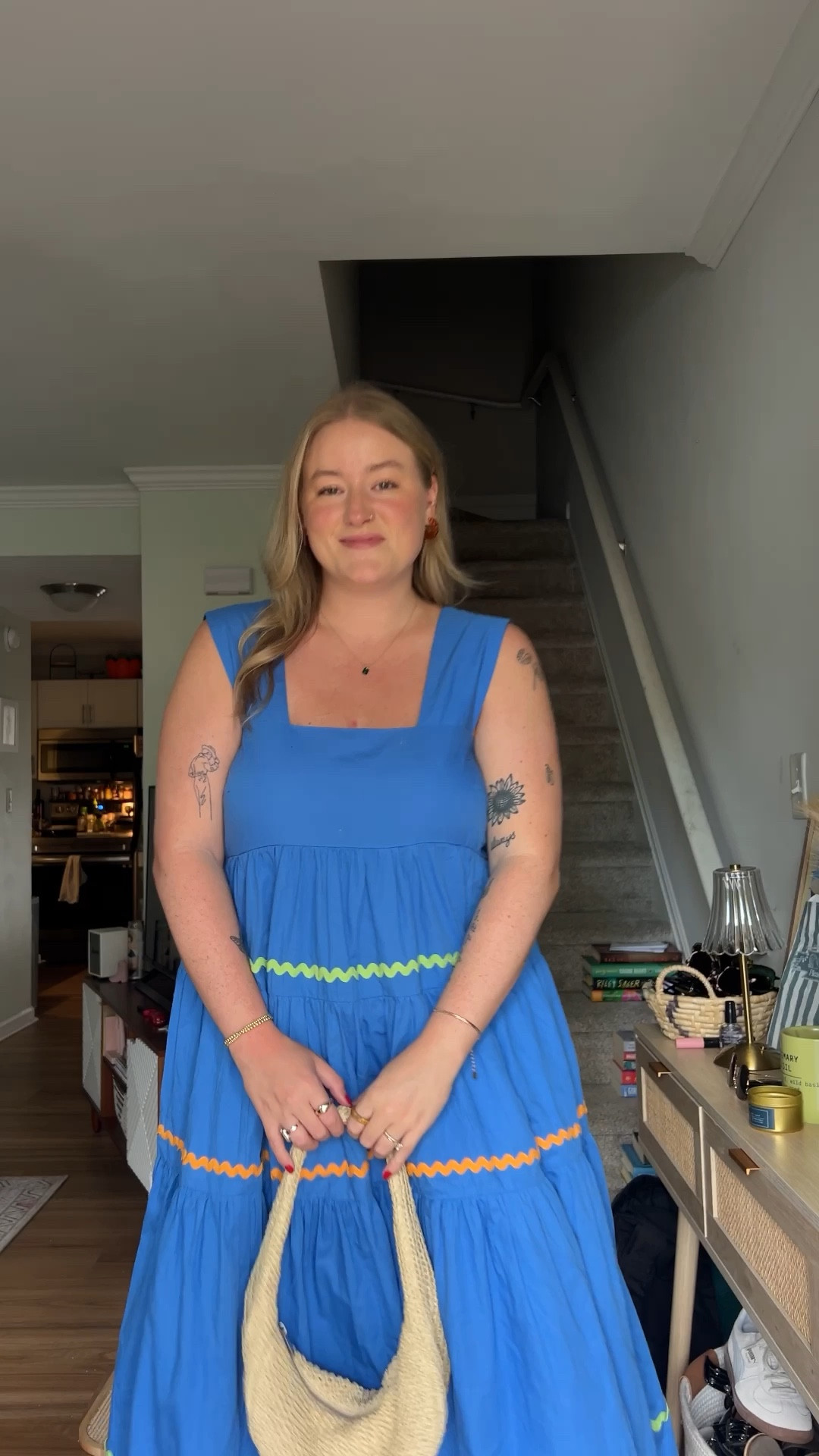 summer sundress, anthropologie finds, colorful style, midsize style, summer outfits, adidas gazelle bold, bright sneakers, straw purse

#LTKMidsize #LTKStyleTip #LTKShoeCrush