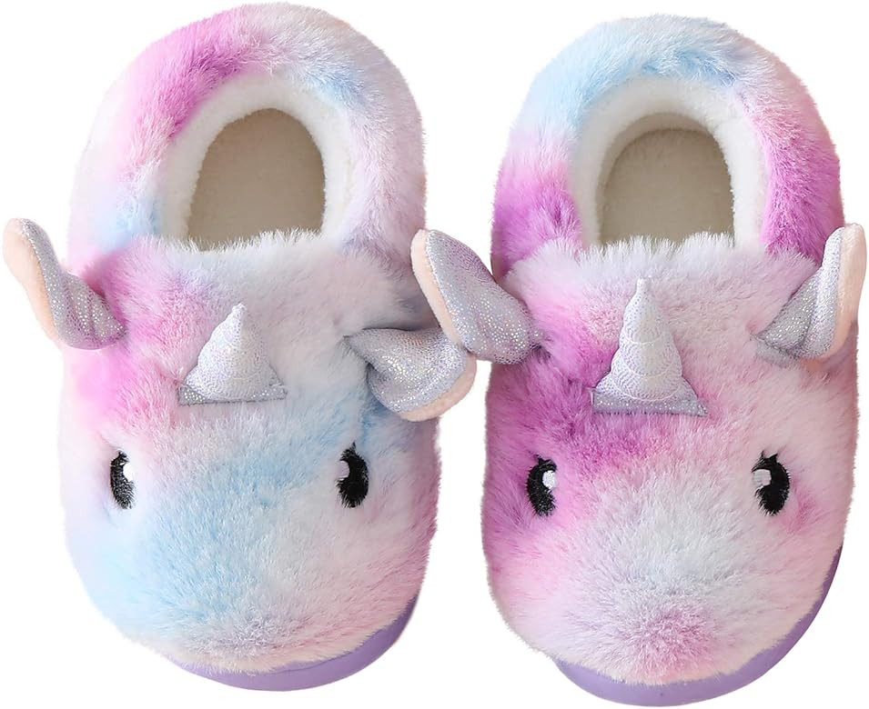 Ainikas Boys Girls Plush House Slippers Toddler Liitle Kids Warm Fluffy Fuzzy Slippers Nonslip Wi... | Amazon (US)