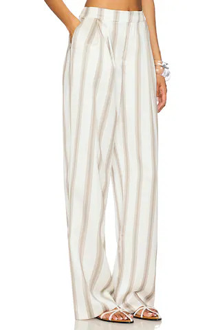 SEROYA Marlowe Satin Pant in Sand & Eggshell from Revolve.com | Revolve Clothing (Global)