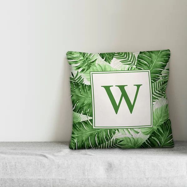 Blace Watercolor Palms Personalized Outdoor Throw Pillow | Wayfair North America