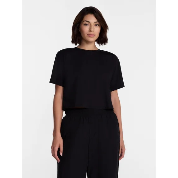 Avia Women's Cropped Boxy Tee with Short Sleeves, Sizes XS-XXXL | Walmart (US)