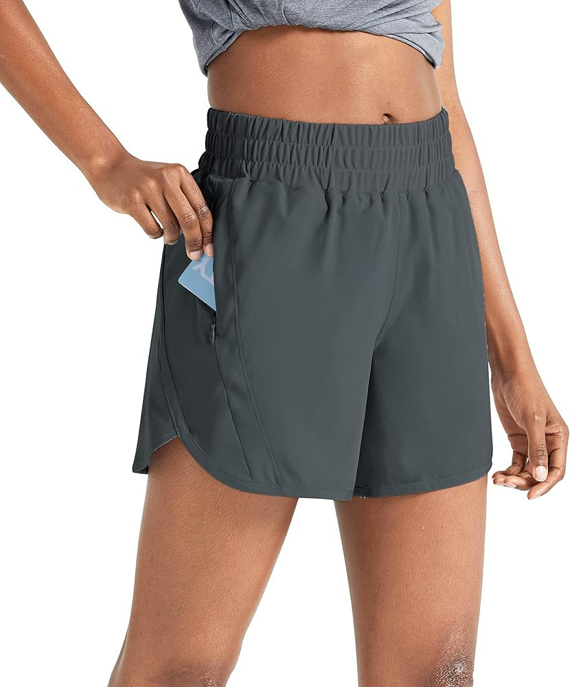 ZUTY 5" Athletic Running Shorts for Women with Zipper Pocket High Waisted Quick Dry Workout Gym S... | Amazon (US)