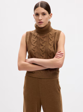 CashSoft Cable-Knit Turtleneck Sweater Tank | Gap (US)