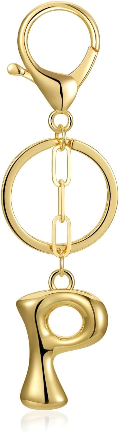 Gold Bubble Initial Keychain for Women Bag Charms Letter A-Z Keychain Alphabet Handbags Purse Cha... | Amazon (US)