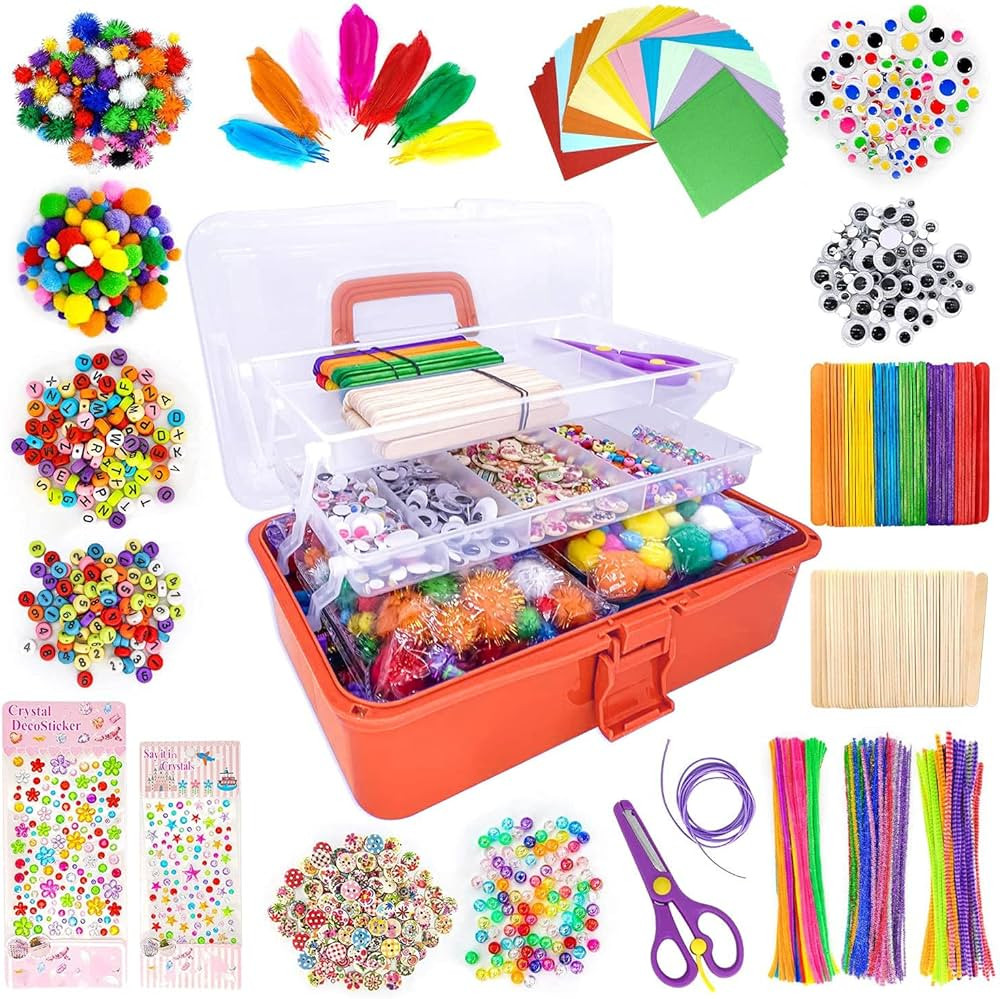 1405 Pcs Art and Craft Supplies for Boys and Girls, Toddler DIY Craft Art Supply Set Included Pip... | Amazon (US)