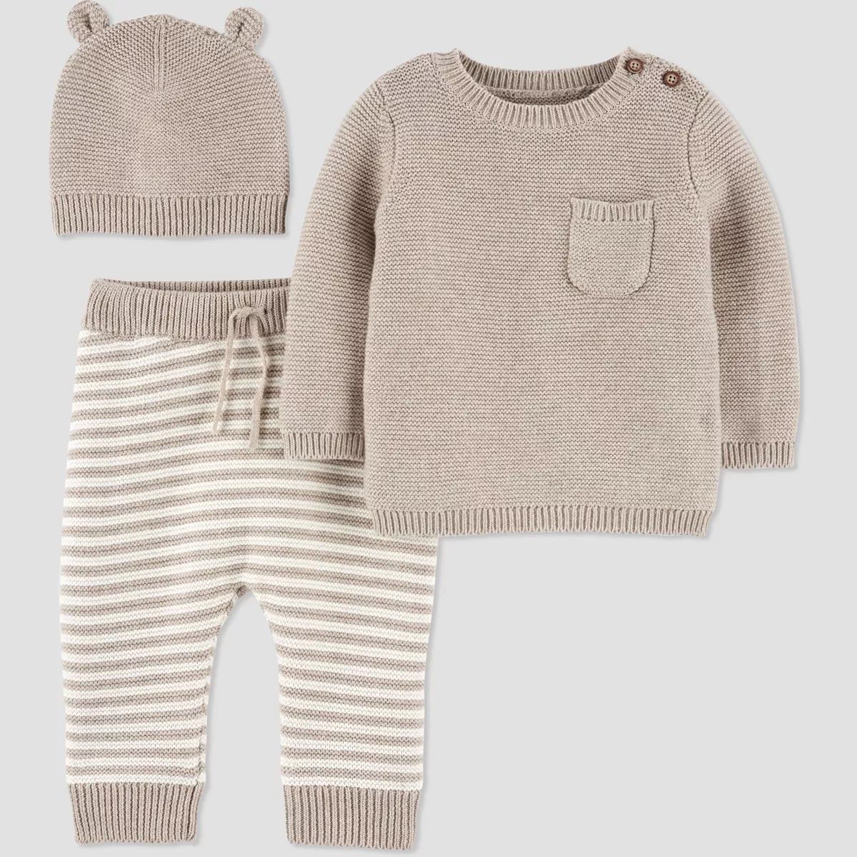 Carter's Just One You® Baby 3pc Sweater Top & Bottom Set - Heather Oatmeal | Target