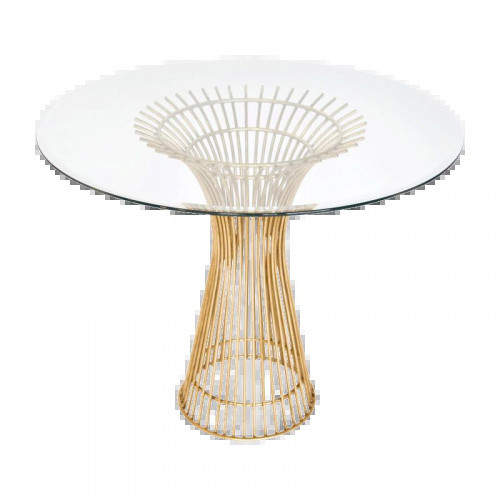 Worlds Away Dining Table with Gold Leaf Iron Base And 42" Round Beveled Glass | Gracious Style