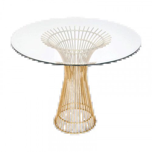 Worlds Away Dining Table with Gold Leaf Iron Base And 42" Round Beveled Glass | Gracious Style