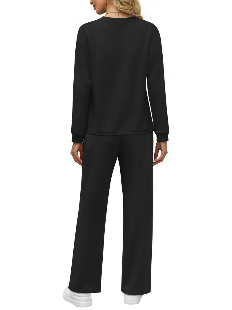 Fantaslook Two Piece Lounge Sets for Women Fall Outfits Long Sleeve Tops Wide Leg Pants Matching ... | Walmart (US)