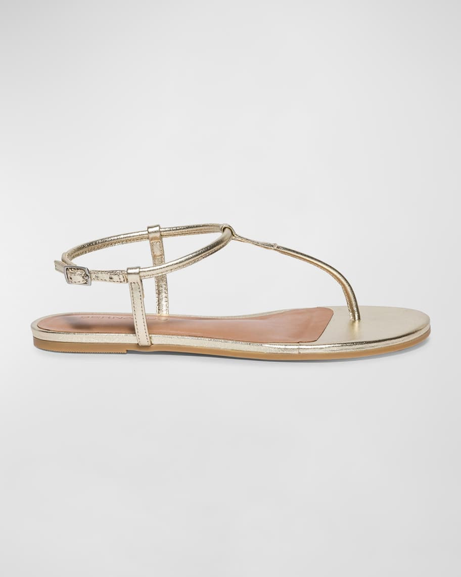 Bernardo Metallic Leather Slingback Thong Sandals | Neiman Marcus