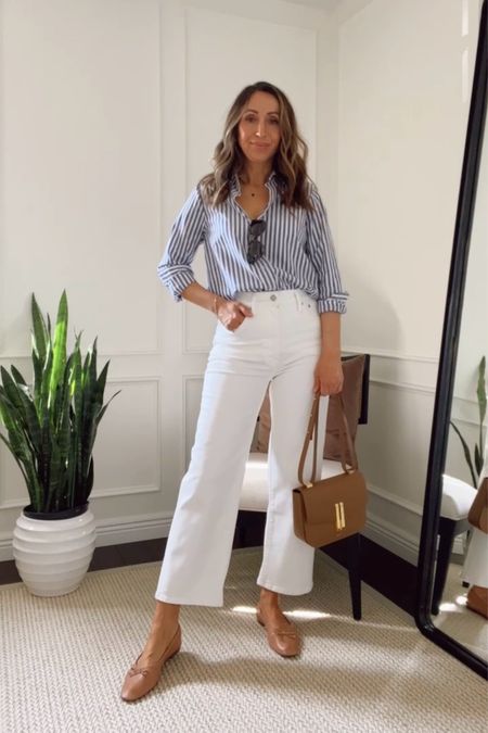 Nude Flats tts for me.
White wide leg Jeans tts.
Classic button Shirt tts - same shirt, updated color (from Banana Republic). Linked a couple of more great options. 


#LTKworkwear #LTKover40 #LTKSeasonal