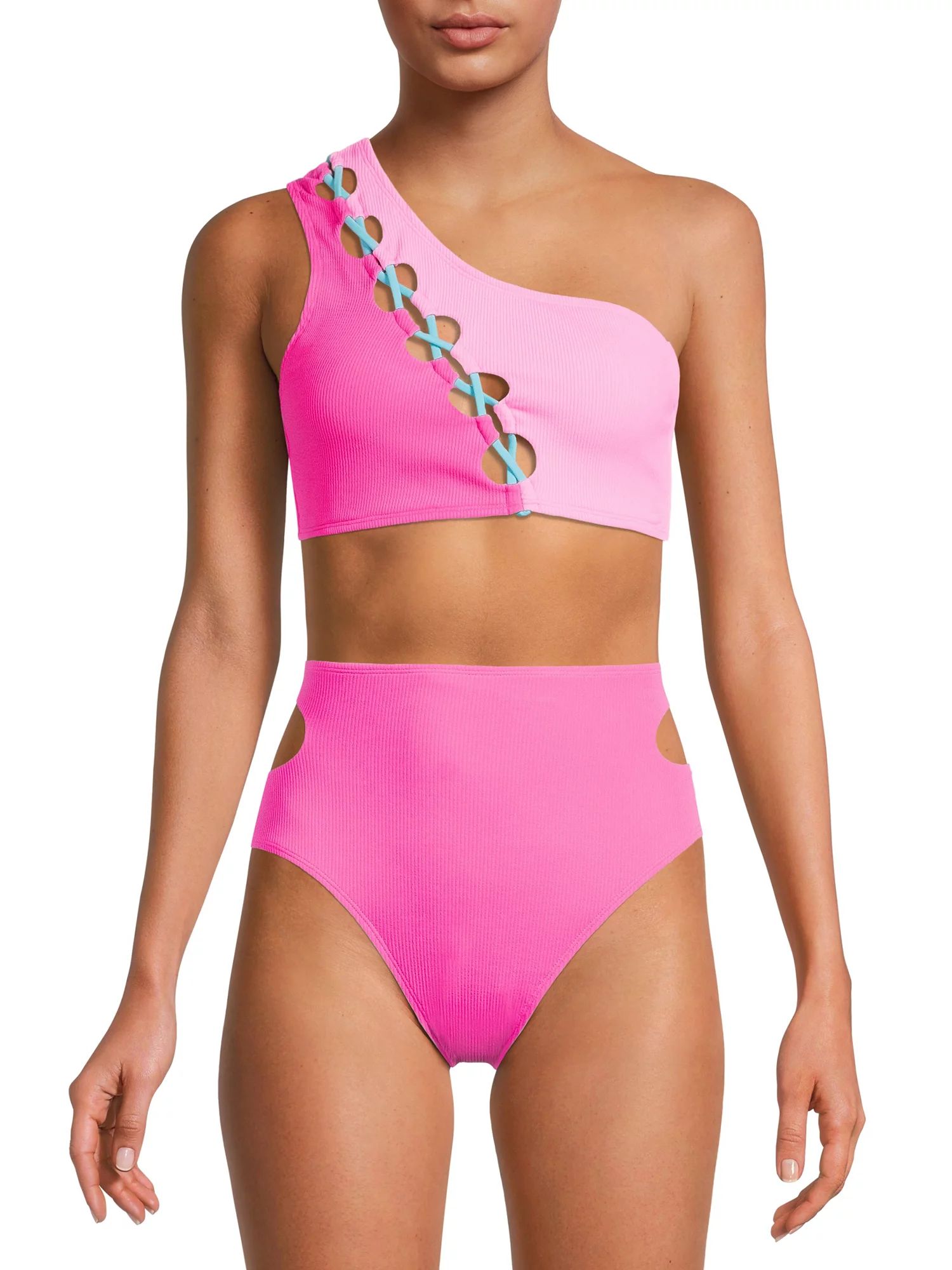 No Boundaries Junior's Subtle Popcorn Tie Front Bikini Top | Walmart (US)