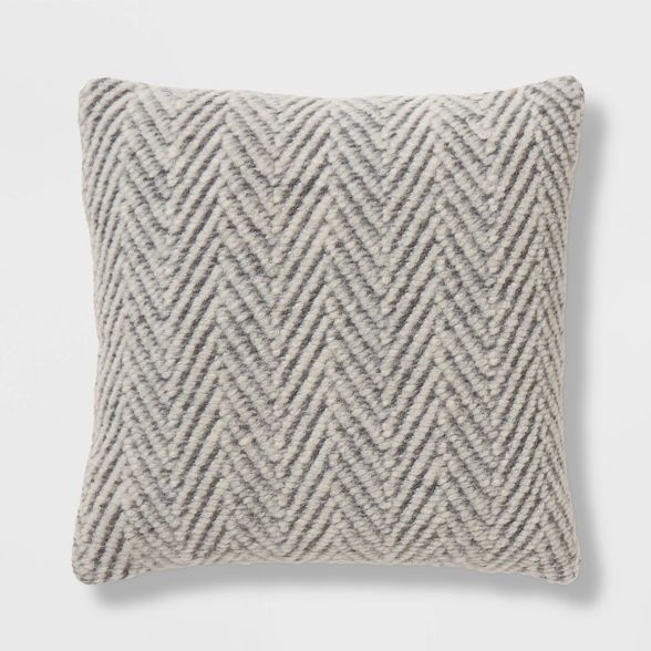 Square Knit Herringbone Throw Pillow Gray - Threshold™ | Target