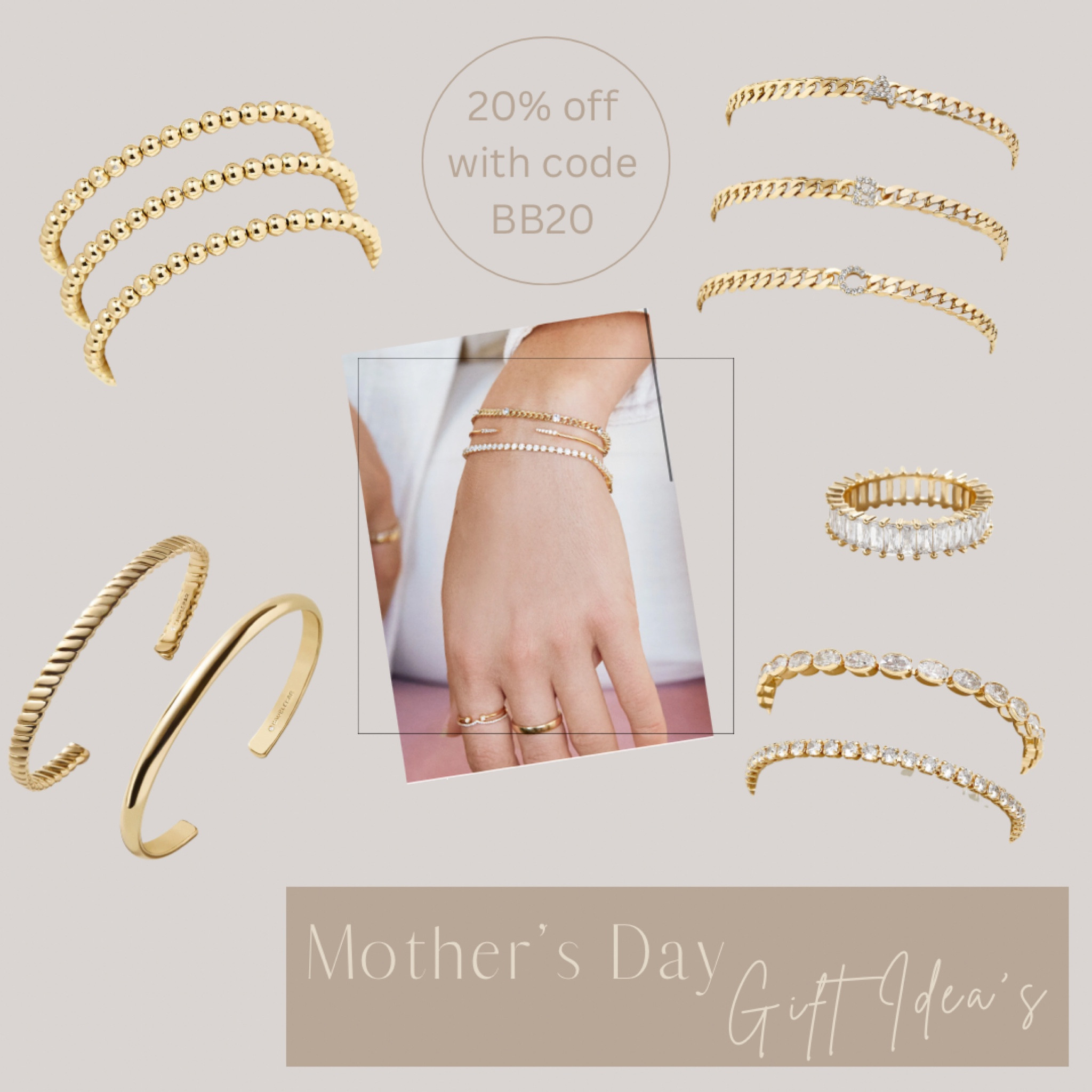 Mother’s Day Gift Idea’s! 


Gifts for her, Mother’s Day gifts, gift ideas, bracelets, ring, stacking brackets, BaubleBar. 

Use code BB20 for 20% off everything! 

#LTKbeauty #LTKGiftGuide #LTKsalealert
