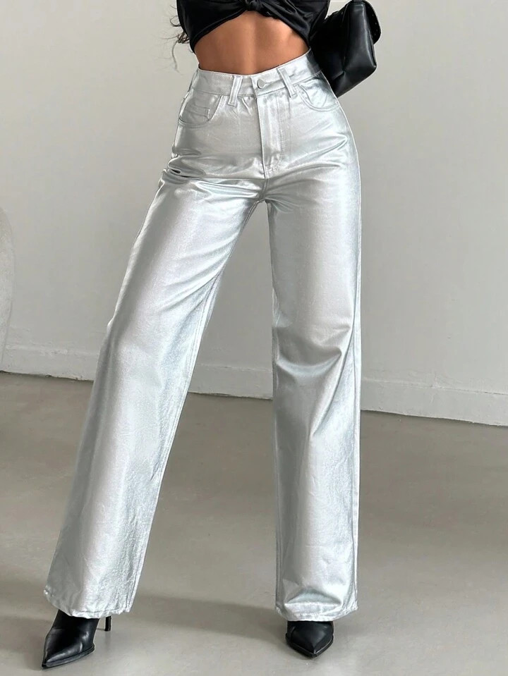 Women's Solid Color Straight Leg Jeans | SHEIN