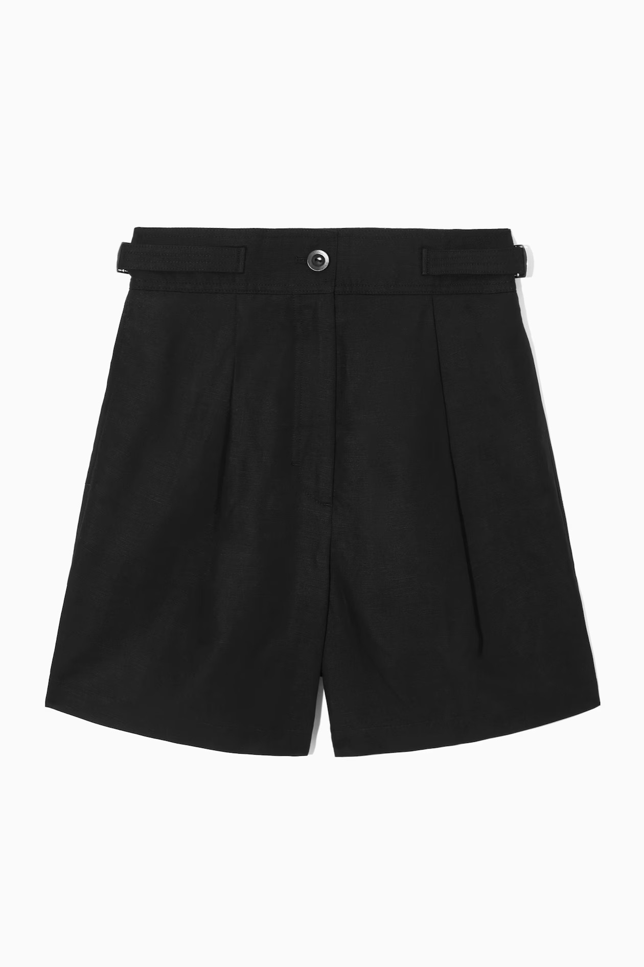 PLEATED LINEN-BLEND UTILITY SHORTS - BLACK | COS (EU)
