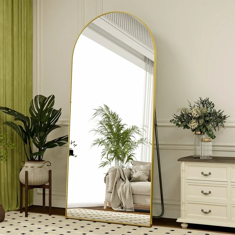 BEAUTYPEAK 76"x 35" Oversized Full Length Mirror Arch Standing Floor Mirror Full Body Mirror, Gol... | Walmart (US)