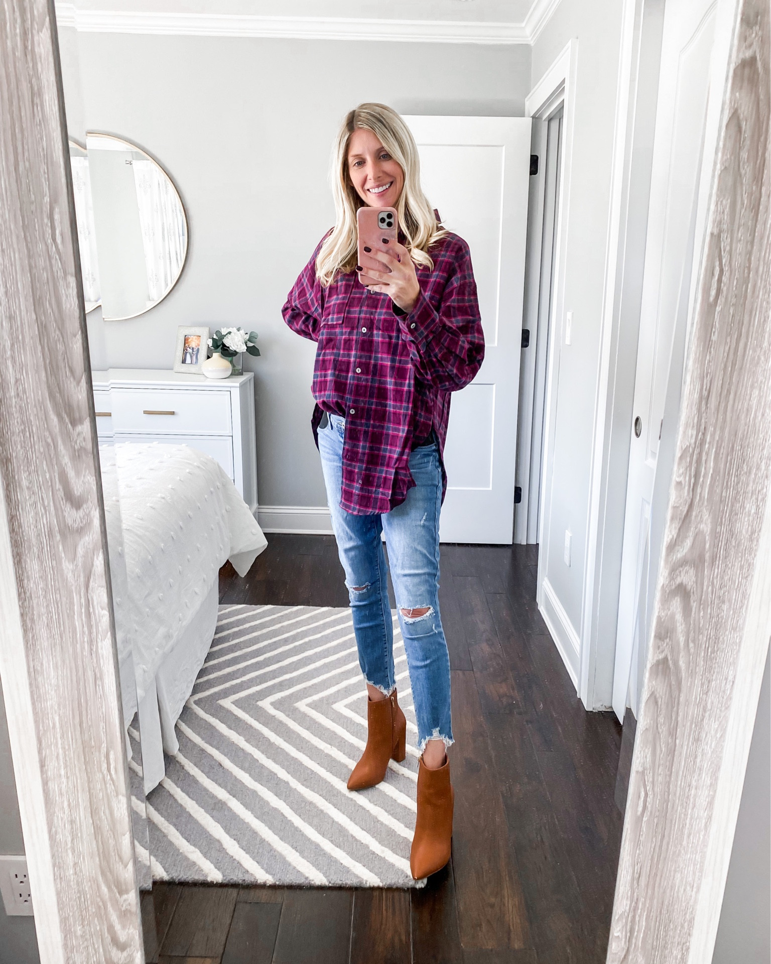 Burgundy plaid over side button down for Fall!
•
Wearing size S
•
•
@shopreddress #rdbabe #bumpfriendly #maternitystyle 

#LTKSeasonal #LTKstyletip #LTKfamily