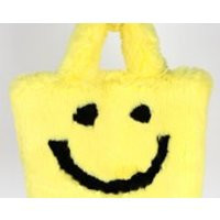 Fluffy Neon Yellow Bag Faux Fur Happy Face Smile Happiness Party Summer Festival Beach Holiday Cute  | Etsy (US)