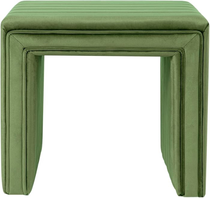 HomePop 19" Modern Channel Tufted Velvet Ottoman - Green | Amazon (US)