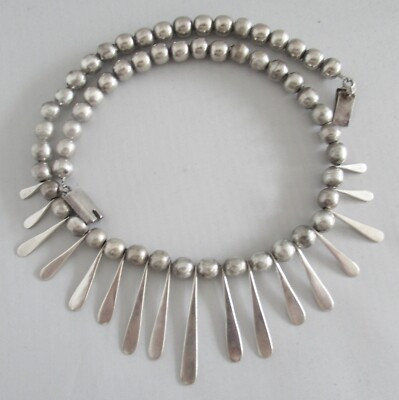 VINTAGE TAXCO MEXICO STERLING BIB NECKLACE, 20 INCHES, 64 GRAMS, 9MM STERLBEADS | eBay US