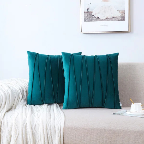 Pleated Square Velvet Pillow Cover | Wayfair North America
