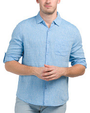 Long Sleeve Solid Linen And Viscose Shirt | Long Sleeve Shirts | Marshalls | Marshalls