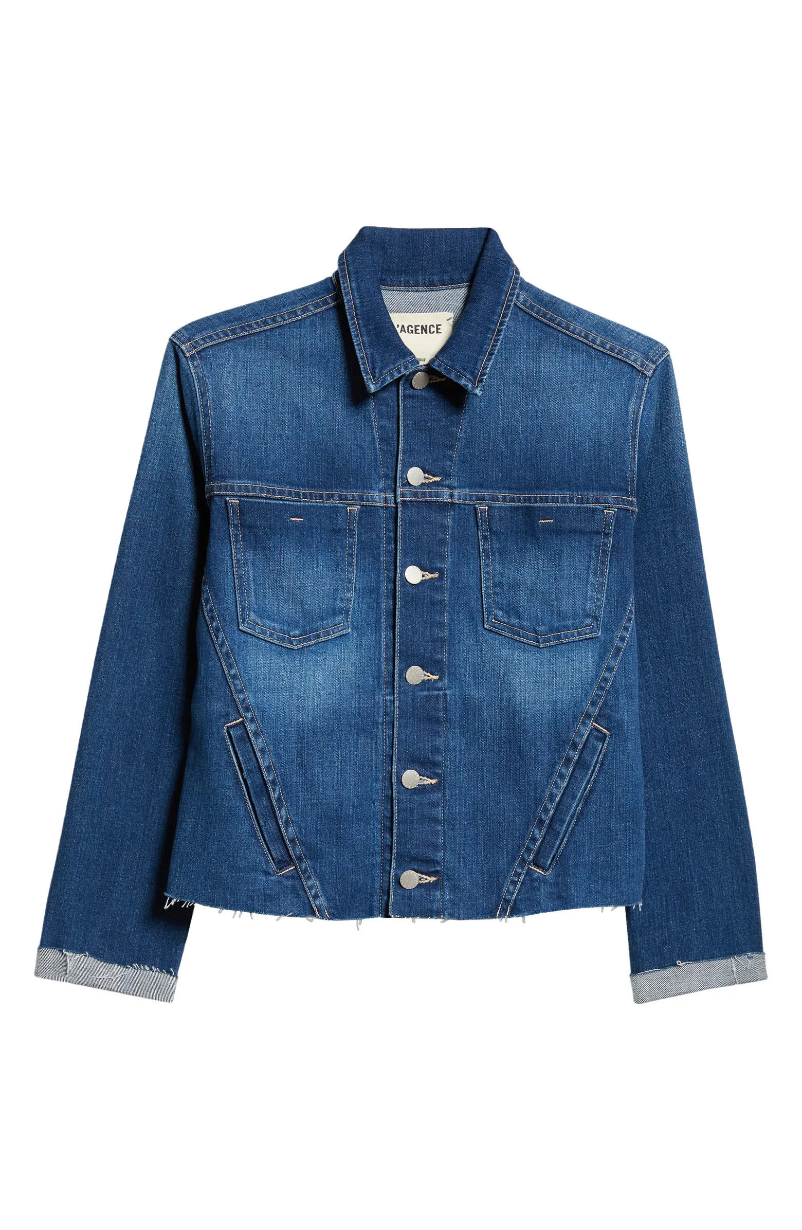 L'AGENCE Janelle Slim Raw Edge Denim Jacket | Nordstrom | Nordstrom