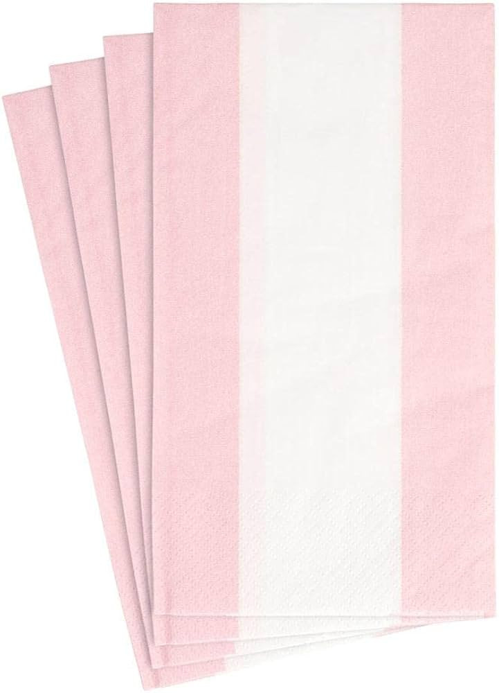 Caspari Bandol Stripe Paper Guest Towel Napkins in Petal Pink, 60 Count | Amazon (US)