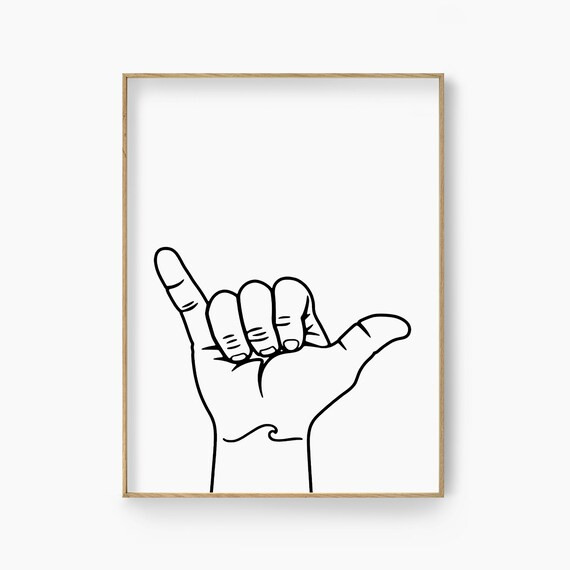 Shaka hand printable wall art hang loose hand gesture mahalo | Etsy | Etsy (US)