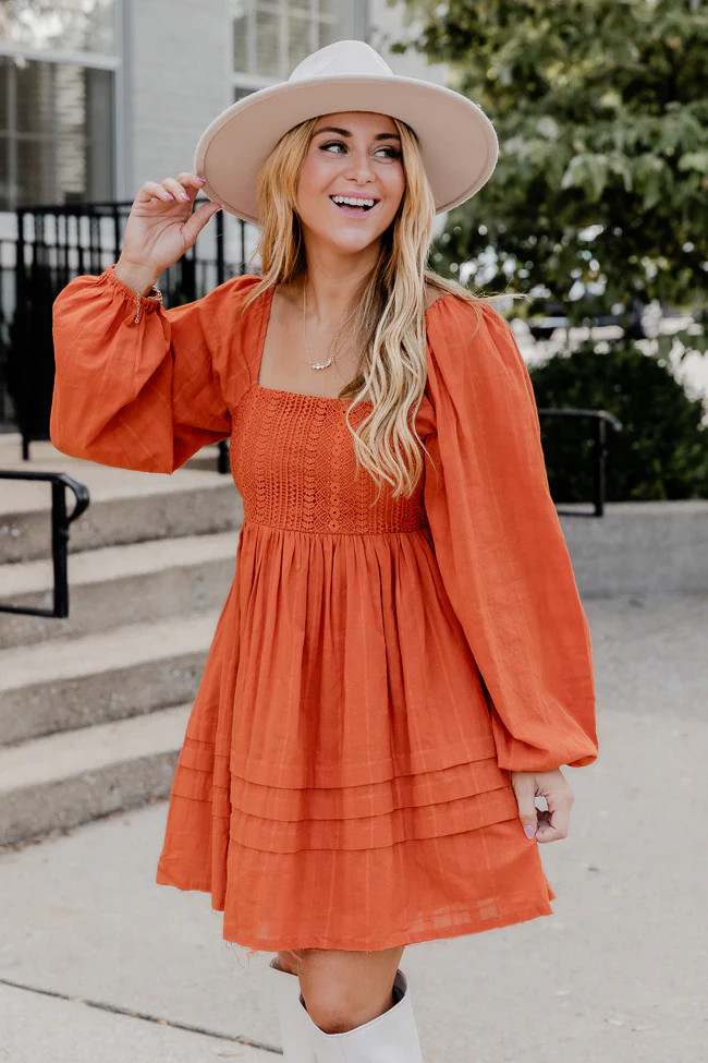 Take Your Time Rust Mini Dress | Pink Lily