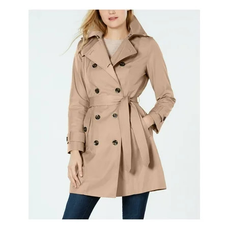 LONDON FOG Womens Beige Belted Trench Coat L | Walmart (US)