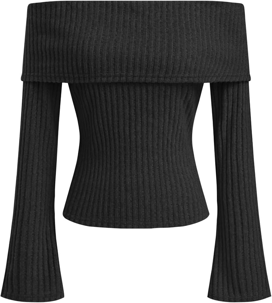 CIDER Off The Shoulder Tops for Women Long Sleeve Going Out Y2K Tops Knit Pullover Fall Outfits T... | Amazon (US)