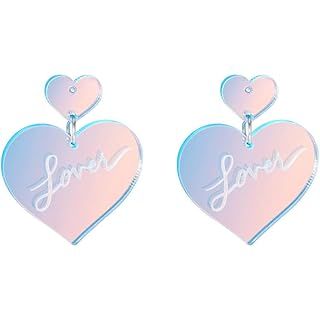 Swifts Lover Heart Earrings for Women 925 Silver Post Trendy Earrings Acrylic Dangle Drop Earring... | Amazon (US)