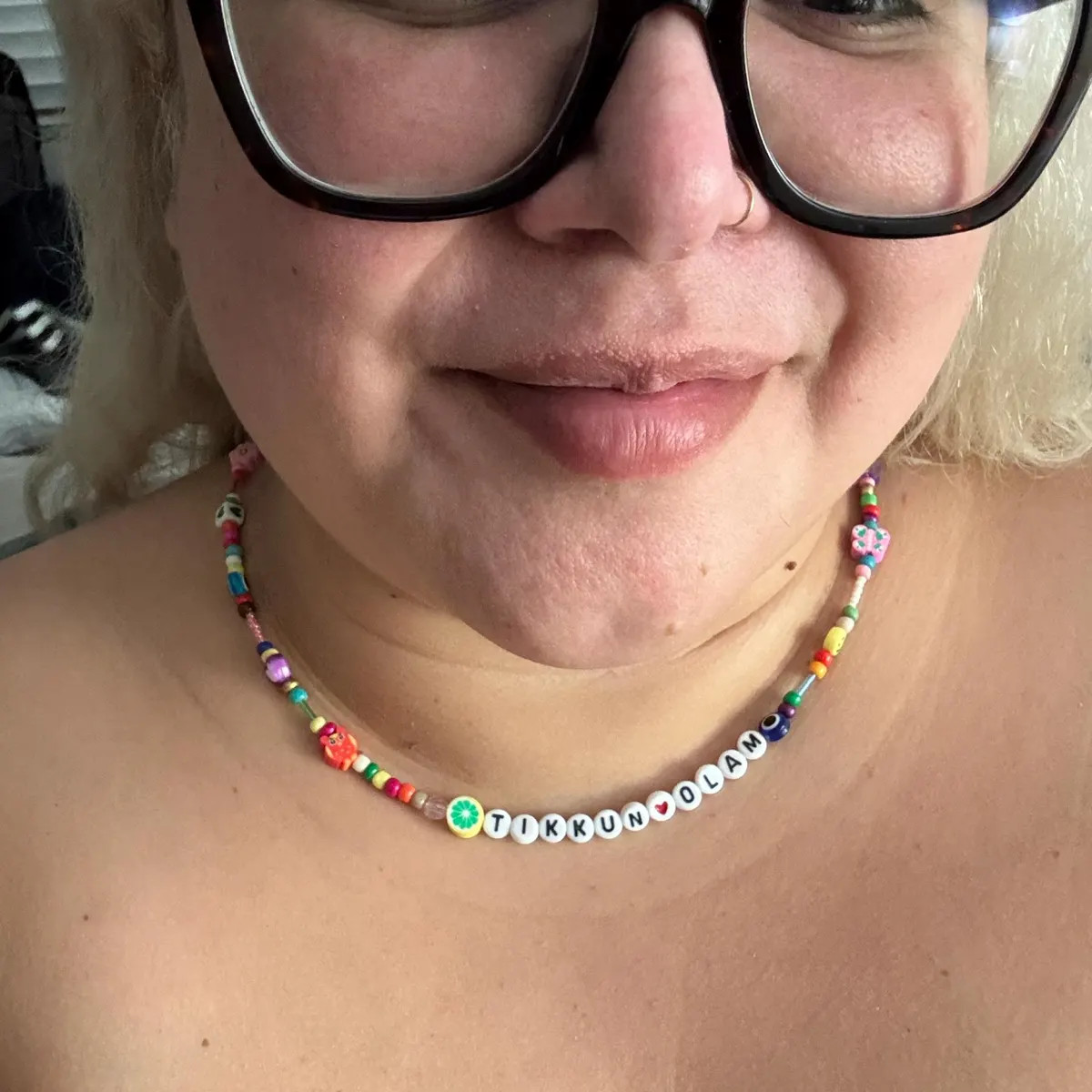 Handmade Beaded Name Necklace: Personalized Rainbow Design With Smiley Face & Evil Eyes, Heart - ... | Etsy (Global)