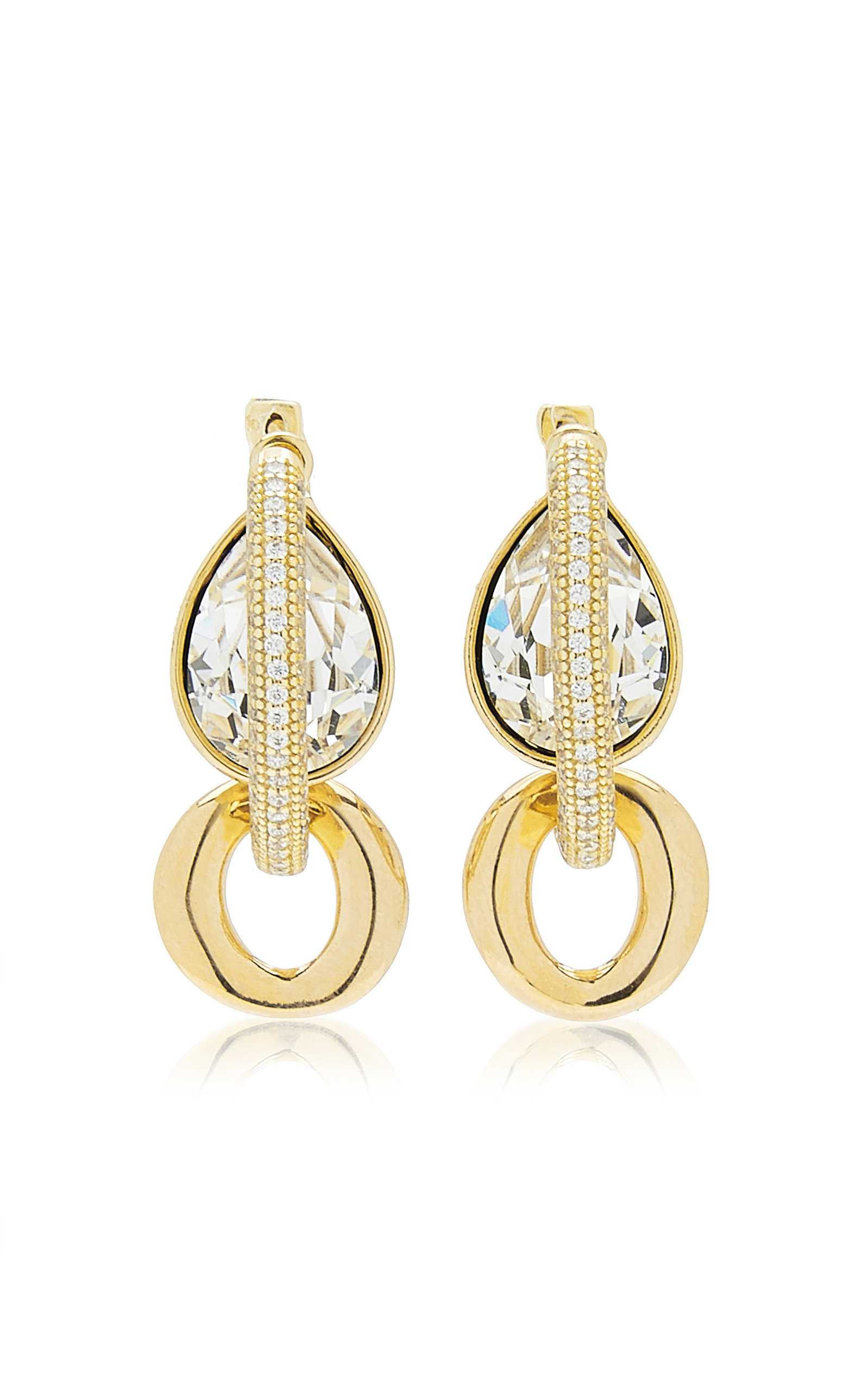 Niteo Convertible Crystal 14K Rhodium-Plated Hoop Earrings | Moda Operandi (Global)