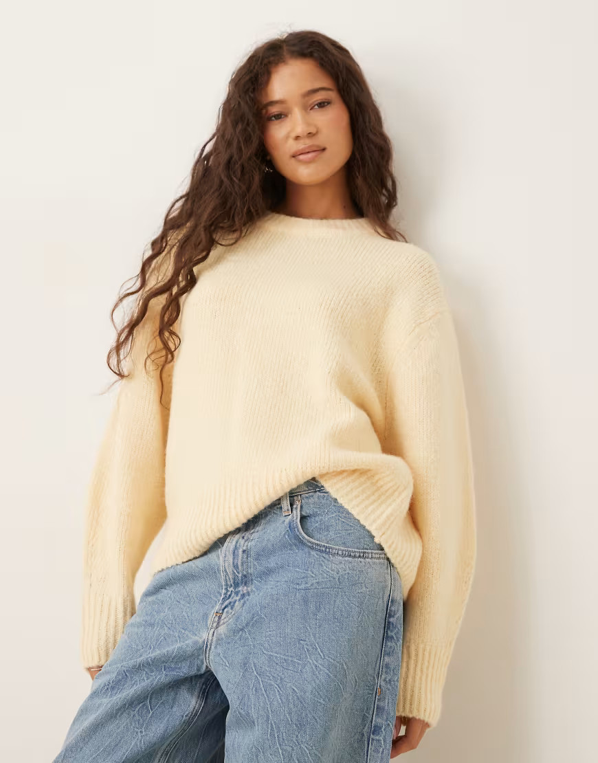 Mango wool mix soft touch sweater in butter yellow | ASOS (Global)
