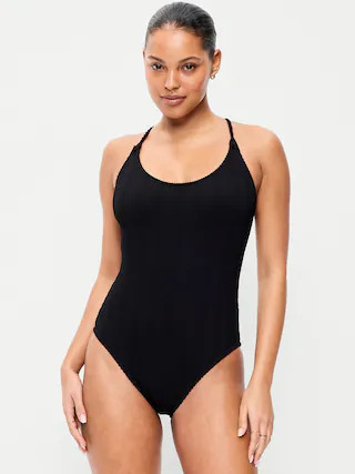 Ribbed Braided-Strap One-Piece Swimsuit | Old Navy (US)