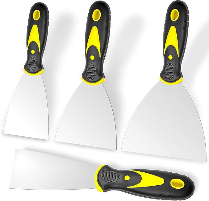 Putty Knife, 4Pcs Spackle Knife Set (2, 3, 4, 5 in), Stainless Steel Paint Scraper, Taping Knife ... | Amazon (US)