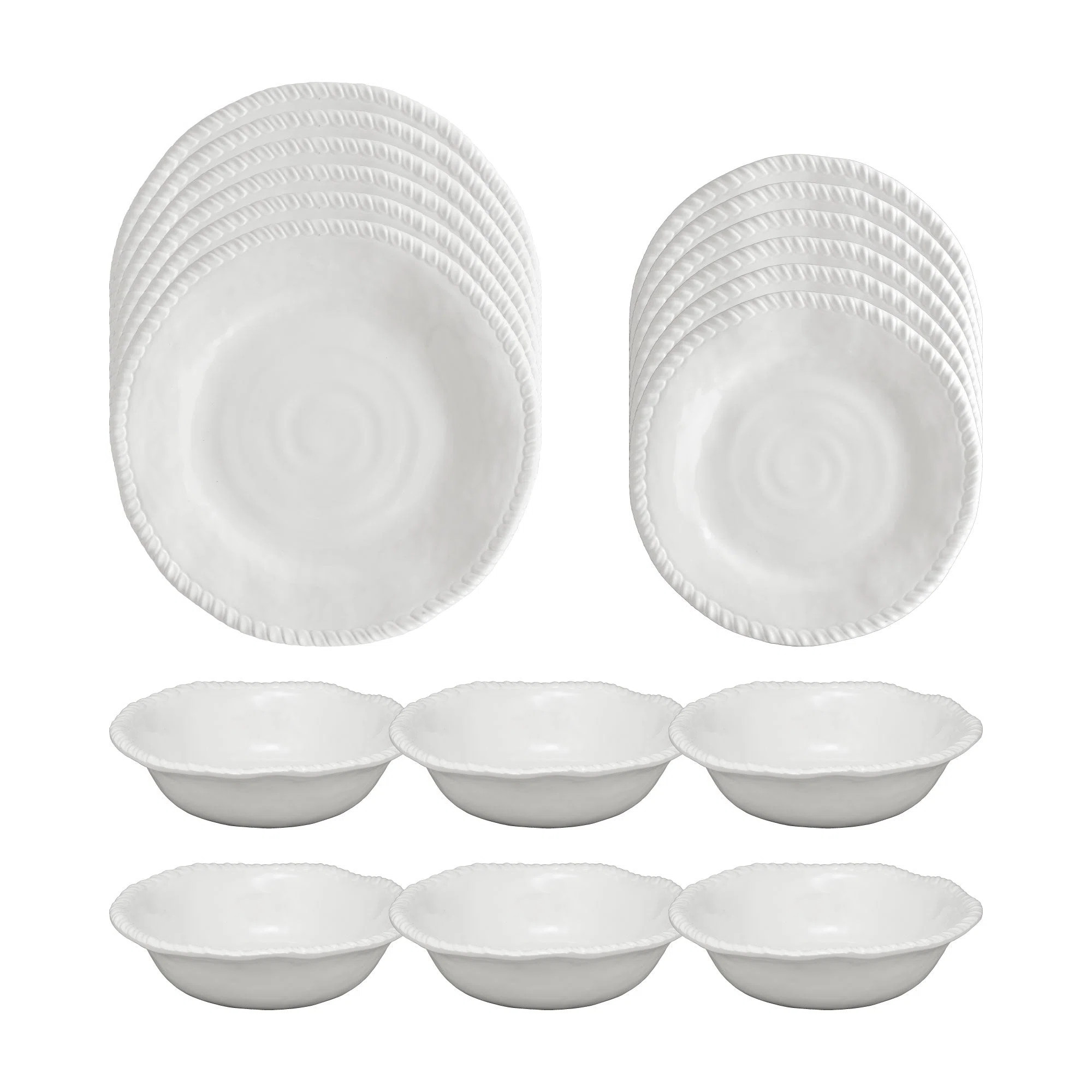 Sand Rope 18 Piece Melamine Dinnerware Set Plate and Bowl Set - Service for 6 | Wayfair North America