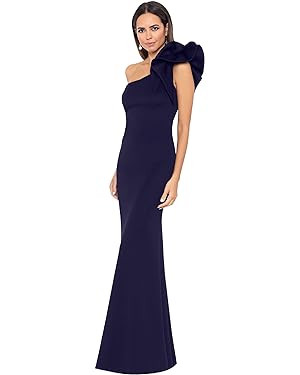 Betsy & Adam Women's Long One Shoulder Sleeveless Sheath Scuba Gown | Amazon (US)