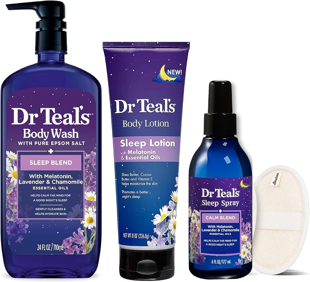 Dr. Teal's Melatonin Gift Set for Better Sleep - Complete Bath and Body Kit with Sleep Lotion, Bo... | Amazon (US)