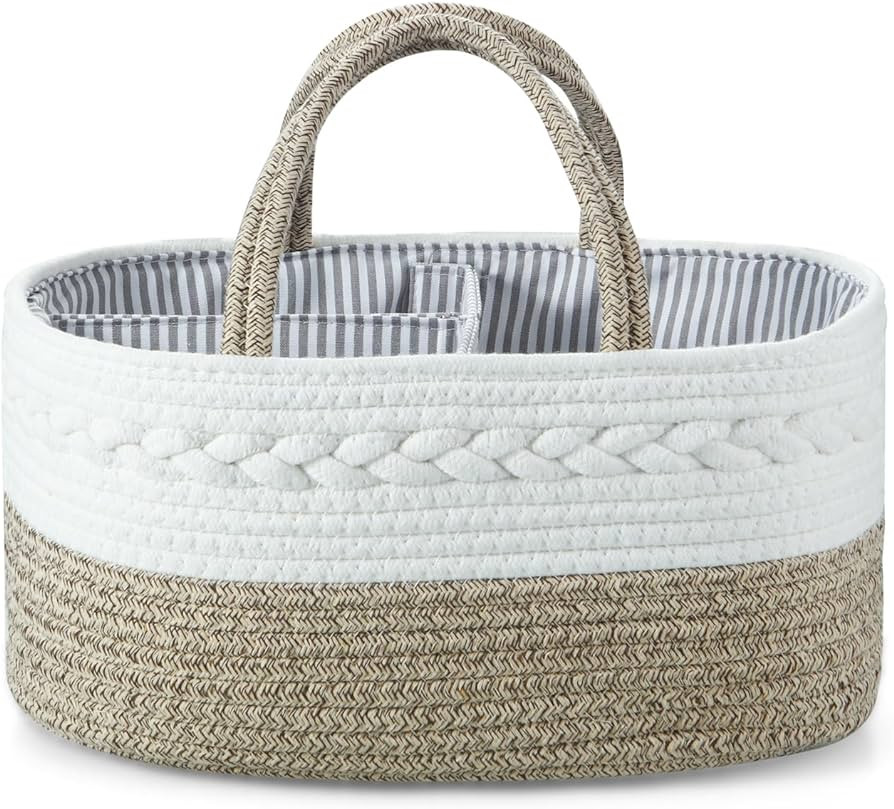 PandaEar Baby Diaper Caddy Organizer, Portable Nursery Storage Basket Cotton Rope Diaper Caddy fo... | Amazon (US)