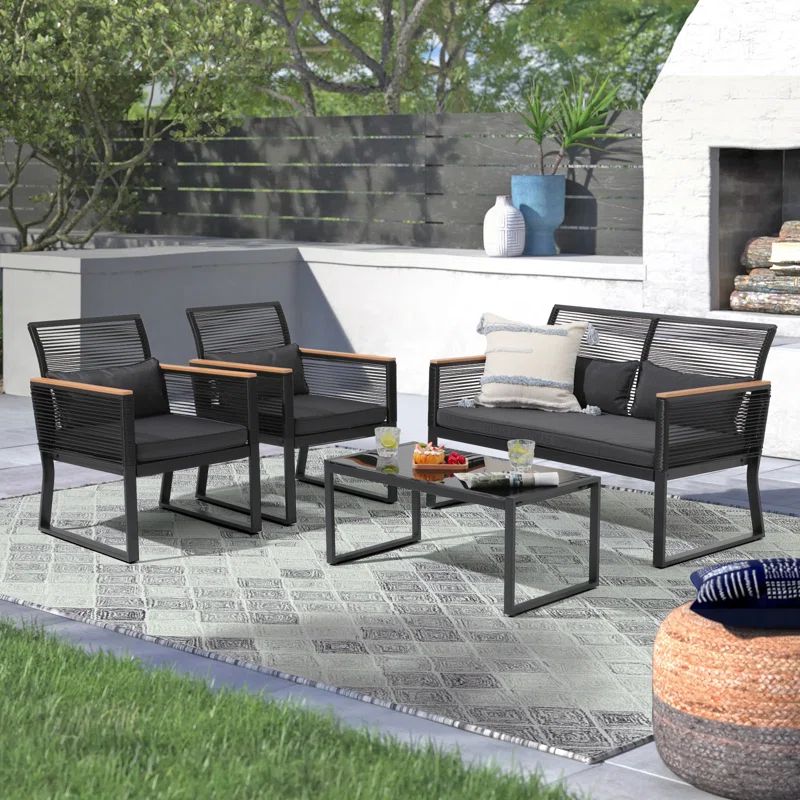 4 - Person Outdoor Seating Group with Cushions | Wayfair North America
