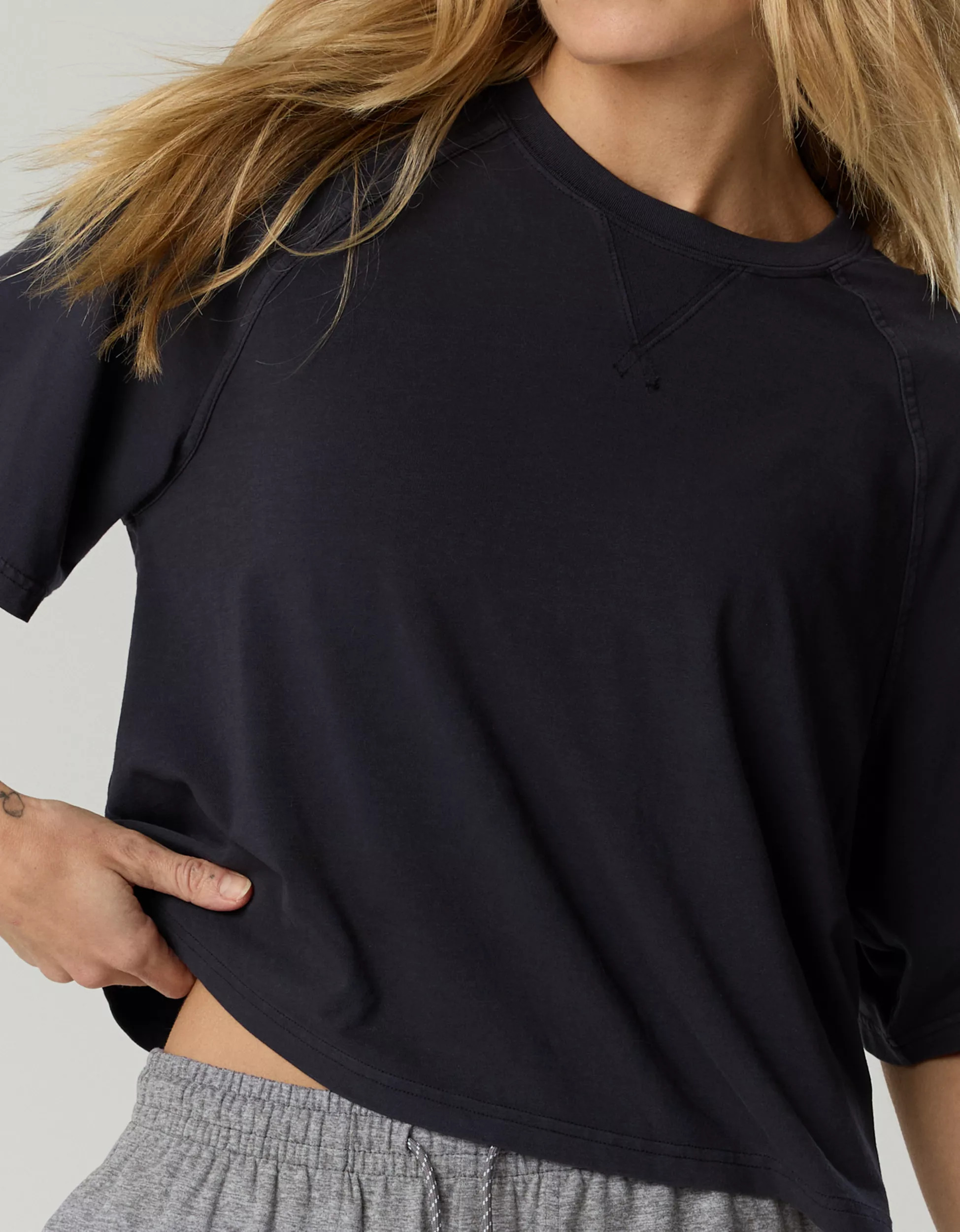 OFFLINE By Aerie Let's Stretch Boxy Short Sleeve T-Shirt | American Eagle Outfitters (US & CA)