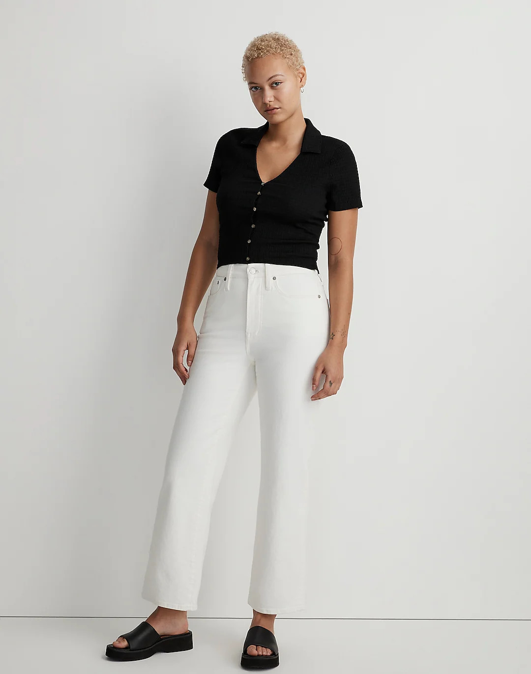 The Curvy Perfect Vintage Wide-Leg Crop Jean in Tile White | Madewell