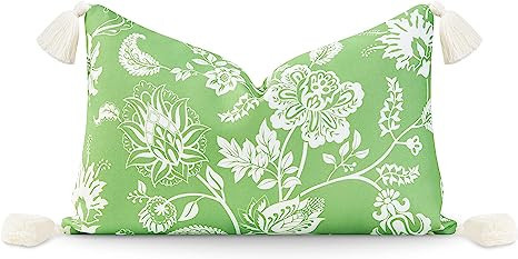 Hofdeco Premium Coastal Patio Indoor Outdoor Lumbar Pillow Cover Only, 12"x20" Water Resistant fo... | Amazon (US)