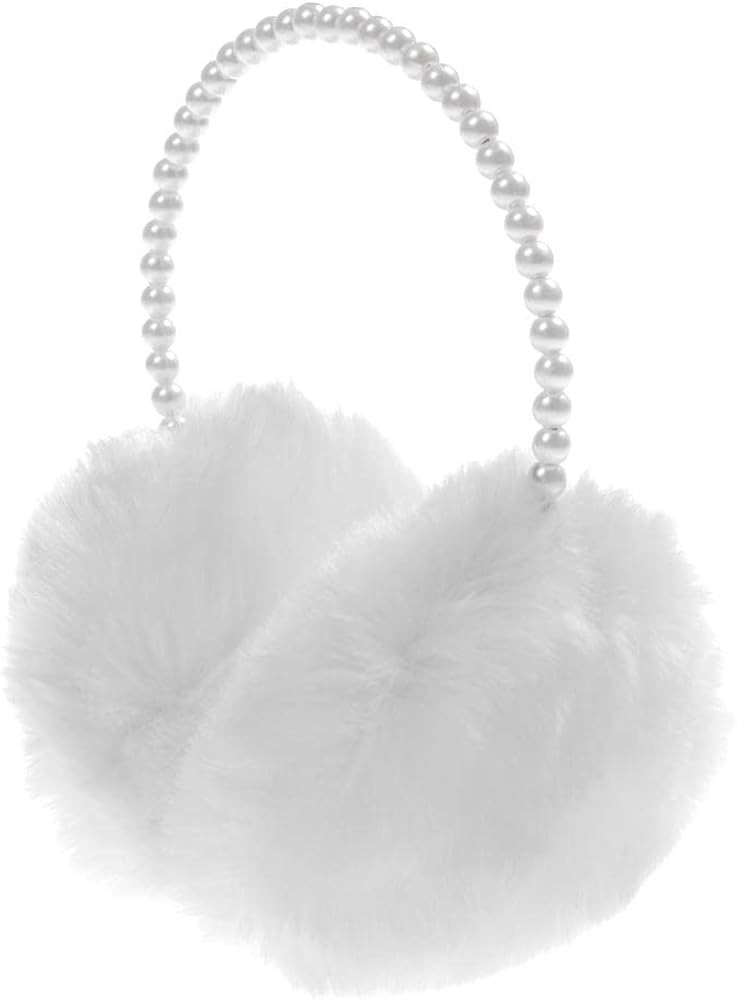 ZIIVARD Earmuffs for Girl Women,Winter Artificial Fur Fleece Pearl Ear Warmers Outdoor Ear Covers... | Amazon (US)